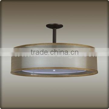 UL CUL Listed Gold Organza Two Tier Hotel Pendant Drum Lights With Linen Interior Shade C20028