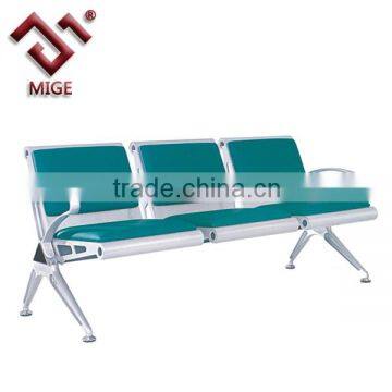 Public Chrome Steel Bonded Leather Waiting Area Chairs