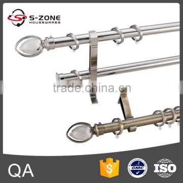 polished silver curtain poles and brackets with fashionable curtain rod