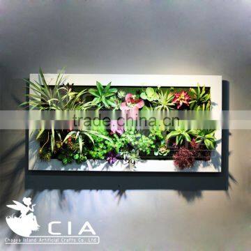 Wall Mounted Artificial Succulent Plants Wall Art Decor Hanging with Planter