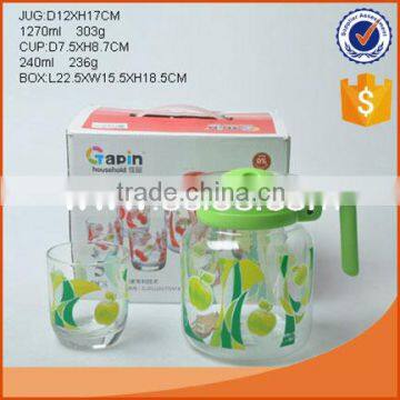 Decaled Glass Teapot With Cup Set Gift Box Packing in Different Color Supplier's Choice