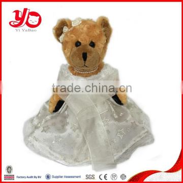 OEM factory handmade stuffed plush wedding dress bear toy