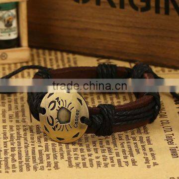 Fashion Handmade Cheap Exquise Cross Leather Punk Bracelet stainless steel bracelet