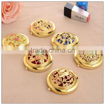 24k Golden color Custom Made Logo Stainless Steel Round Small Personal Pocket Mirror