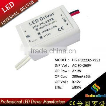 3x1w led ceiling light driver