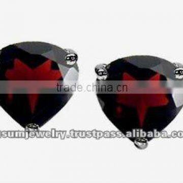 1.85ctw Genuine Garnet Hearts .925 Sterling Silver Stud Earrings