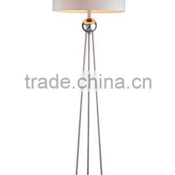 modern wrought iron floor lamp in chrome ball for decoration with tirpod brushed nickel base