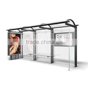 High Quality Stainless Steel Bus Stop Shelter in Good Design with Light Box for Public Equipment