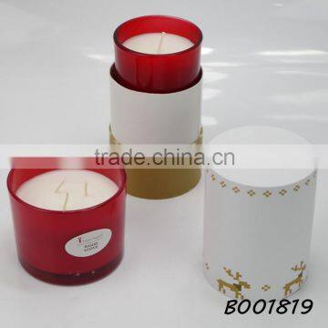 Glass with printing inside, 1-wick 5% fragrance soy wax candle in gift box