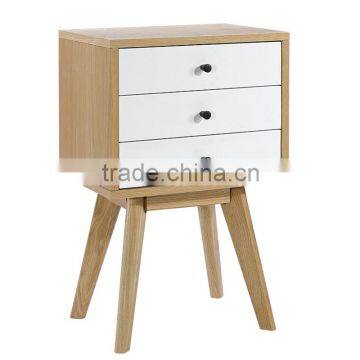 Modern night stand with 3 drawers, wooden bedside table