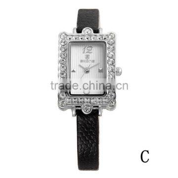 SKONE 9233 Thin Square Case Lady crystal Bracelet watch