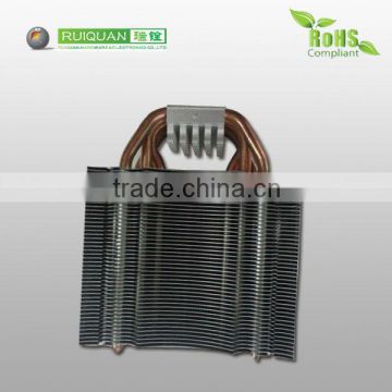 zipper fins with copper heat pipe