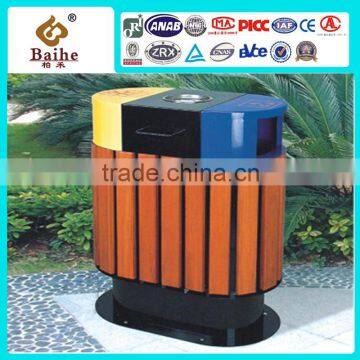 2016 Hot Sale Wooden Metal Waste Bin Trash Can/Foot Operate Garbage Bin For Sale