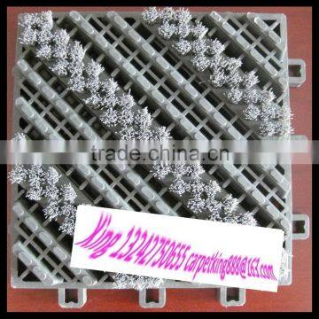 Interlocking three and one doormat grey brush