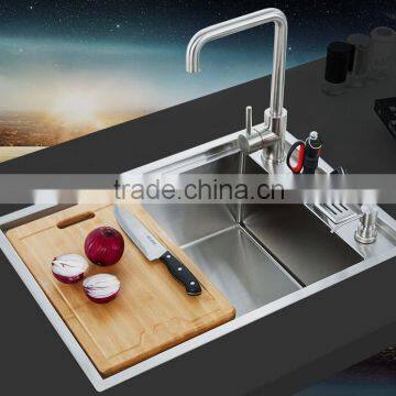 Modern kitchen designs Topmount single handmade kitchen sink with knife holder stainless steel sink