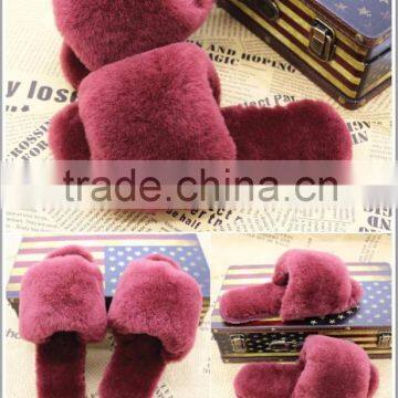 Wholesale Fashion Genuine rex rabbit Fur Slap on Real Fur Trim Shoes