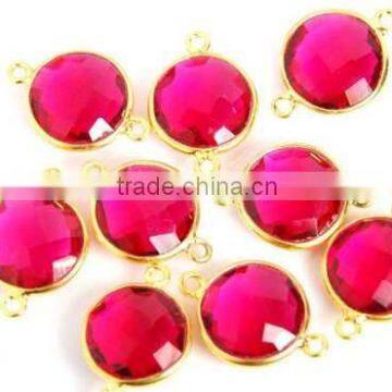 The Gopali Jewellers Wholesale Ruby Hydro Gemstone jewelry bezel connector round vermeil frame