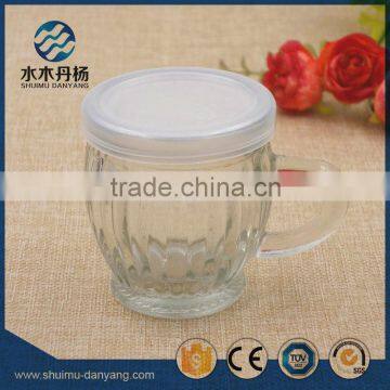 Fancy 100ml glass pudding bottle with handle milk bottle