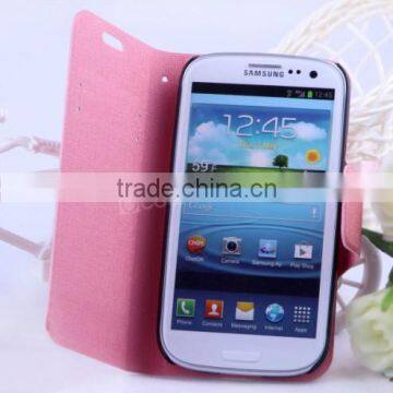 Good quality beauty leather wallet case for samsung galaxy s3 leather skin case