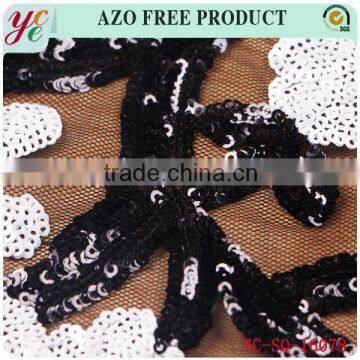 Black and White Small Flowers in Organza and Sequin Lace Fabric Embroidery for Garment photo-3