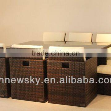 Synthetic wicker dining chairs and table set