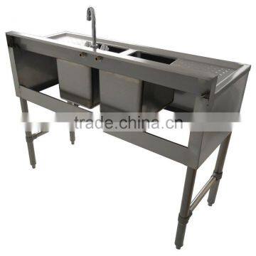 NSF Approval Stainless Steel TwoTubs Bar Sink With 3" Backsplash photo-4