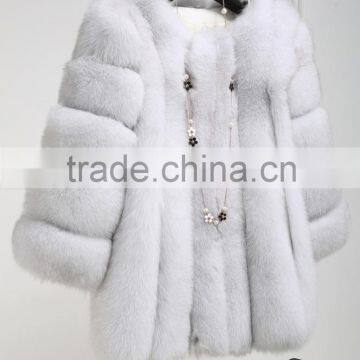 Wholesale Short Style Real Blue Fox Fur Coat for Elegant Women