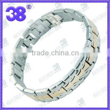 OEM 7.5-10inch 3000 guass magnetic germanium powder negative ion SILVER bracelet fashion couple bracelets