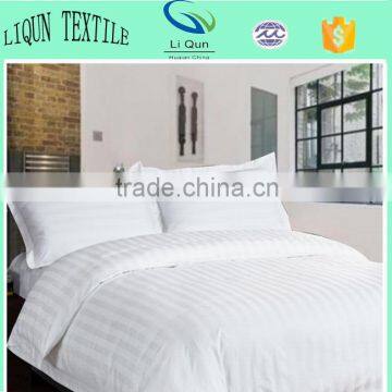 100% Cotton Home 3 cm Stripe Design Bed Sheet White Bedding Linen