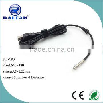 Hot selling 7mm~35mm DOF 80 degree FOV D5.5mm usb inspection camera