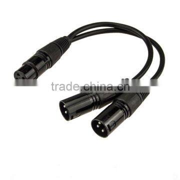 New 3pin XLR FEMALE jack to dual 2 MALE plug Y SPLITTER cable adaptor 1 ft cord