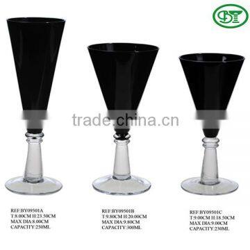 Triangular shape wine black glass goblet