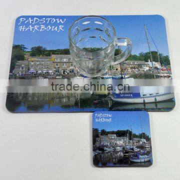 advertising item good quality waterproof wooden placemats and coasters, photo printing wood placemat and coaster