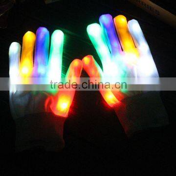 New rainbow LED luminous Gloves White colorful LED flash magic gloves LED light emitting gloves