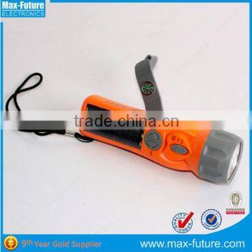 F-1718S Solar Crank Radio Flashlight,3 Super-bright LED Flashlight With Alarm and FM Radio photo-2