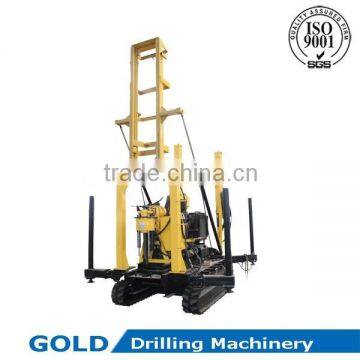 Hydraulic feeding multi-usage crawler drilling rig