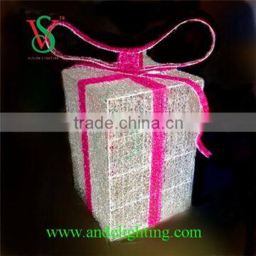 Top quality LED 3D light outdoor gift box motif light