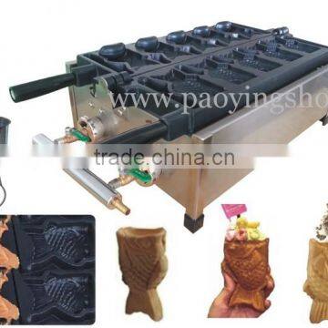 (2 in 1) 5pcs Fish Waffle Commercial Use Non-stick LPG Gas Icecream Taiyaki Machine + Batter Dispenser