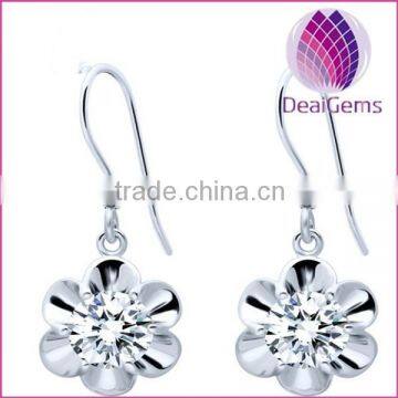 Wholesale Newest 925 sterling silver fishhook earring with flower shape earring sold by pairs