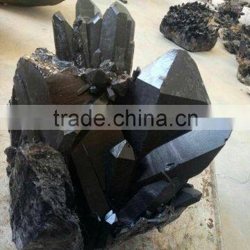 Natural Rock Long Points Black Smoky Crystal Cluster for Sale photo-2