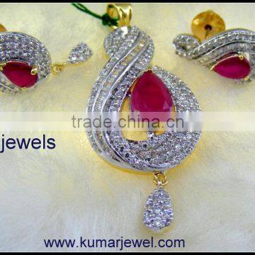 Diamond Ruby Pendant Set