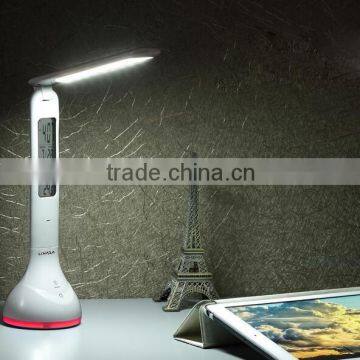 Adjustable Foldable LED RGB Table Light Reading Lamp Atmosphere Light with Touch Switch Clock Date Time for Bedroom