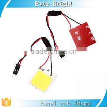 Constant Nonpolarity COB 48SMD LED Panel Roof Light Lamp + T10 Festoon Adapter Dome Light Bulb photo-2