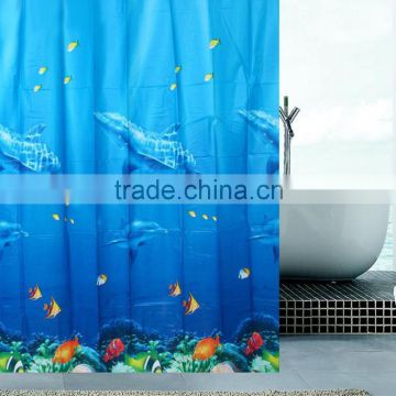 Waterproof Mouldproof Opacity Bath Shower Curtain With 12 Hooks (Ocean Submarine World Fishes)