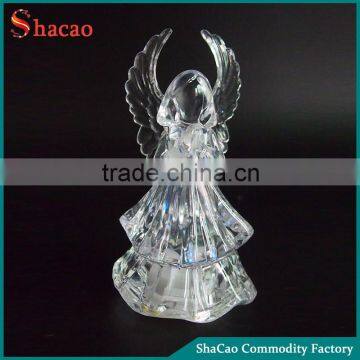 Led Flashing Acrylic Clear Plastic Angel Figurine With Wings Charms Christmas Ornaments