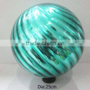 10" hand blown blue glass garden ball