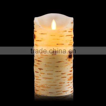 Flameless Candles Birch Bark Effect Dripless Real Wax Pillars LED Candles Dancing Flame Led Candles photo-2