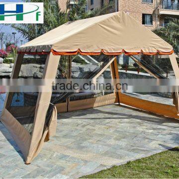 2.6x3/3x4m beige steel slant leg mesh gazebo