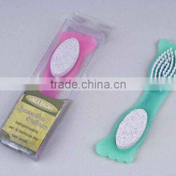 handle mini plastic nail brush with file & foot brush