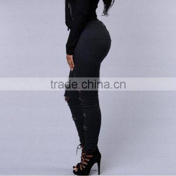 2017 New High Waist Street Distressing Denim Jeans Stretch Fit Brand Pants for Feminina photo-3
